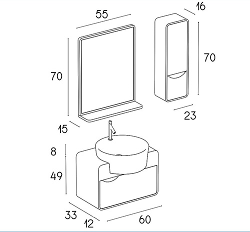 کابینت روشویی پی وی سی مدل D-6503